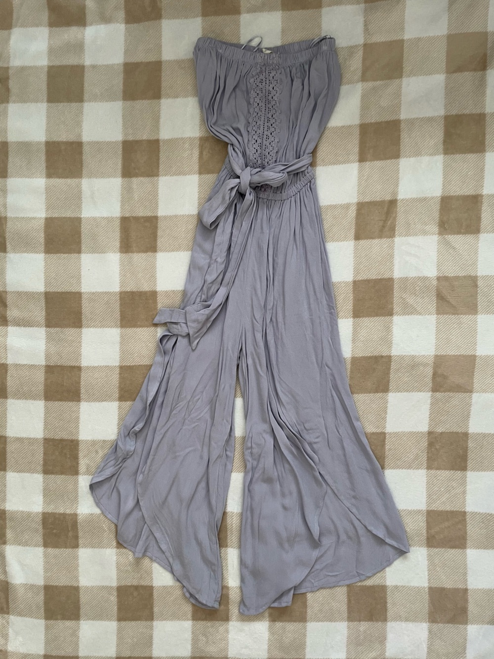 Ocean Drive Women’s size Small Dark Periwinkle Strapless Wide-Leg Jumpsuit